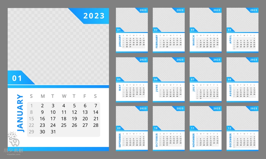 公司企业科技感简约2023年日历挂历台历年历模板AI矢量设计素材【149】